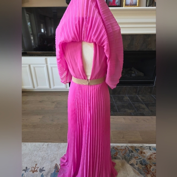 BCBGMAXAZRIA Shaina Pink Sleeveless Pleated Gown Barbie XXS - Picture 8 of 16